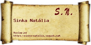 Sinka Natália névjegykártya